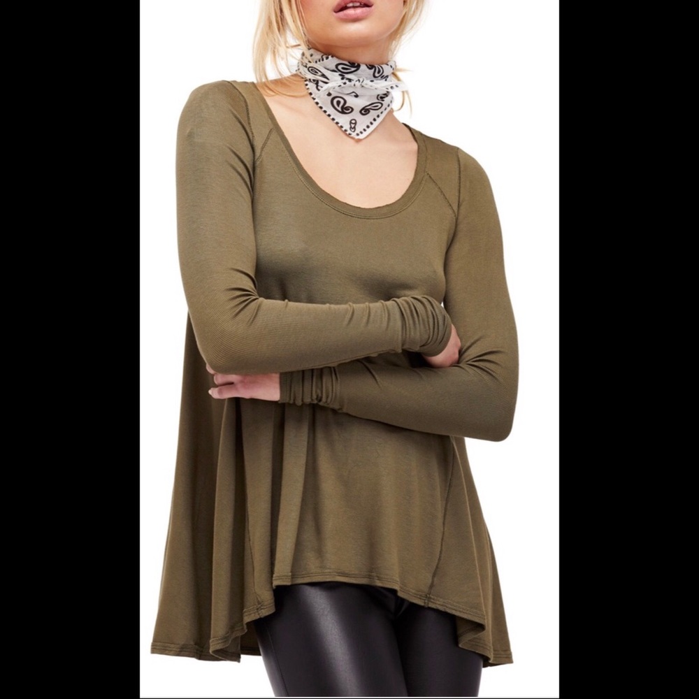 NWOT Free People January Tee in olive green
